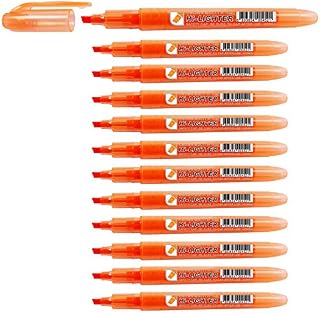 CROWN H-500 Highlighter Pens Chisel Tip Slim Highlighters - Pack Of 12 - With Bright Fluorescent Ink - Orange
