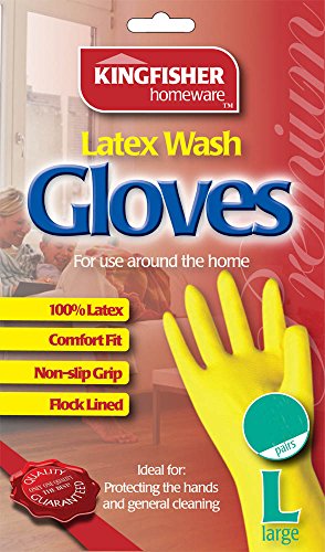 Kingfisher 2 Pairs of Household Latex Rubber Gloves - Large
