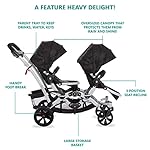 Dream On Me Track Tandem Double Umbrella Stroller in Black, Lightweight Double Stroller for Infant and Toddler, Multi-Position Reversible & Reclining Seats, Large Storage Basket and Canopy - Image 3