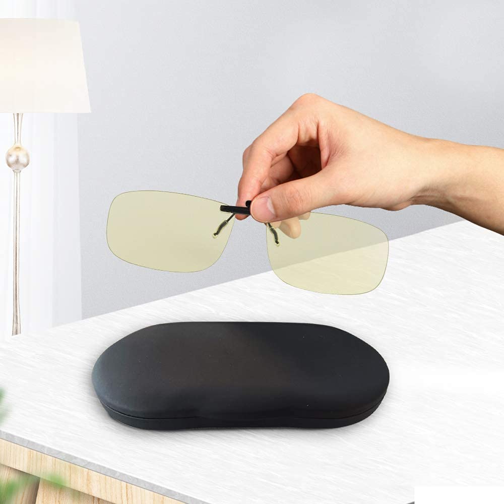 UpaClaire Brillenetui zum Anklippen Slim Hartschale Ultraleicht Retro Flach Brillen Aufbewahrungsbox Kompressionsfest Schwarz
