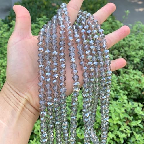 Image of 700pcs Czech Faceted Rondelle Crystal Glass Beads 8mm Bulk Silver Champagne