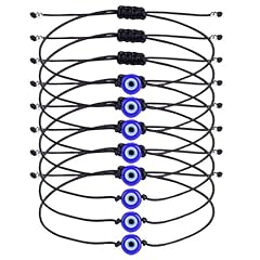 8 Pcs - Black Rope - Blue Beads