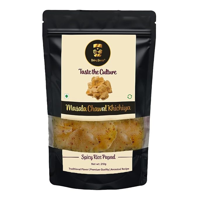 Being Bania Rice Papad Khichiya, 210 Gram|Rajasthani Khichiya|Handmade Papad Fryums|Masala Jeera Rice Khichiya