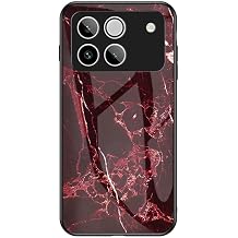 Compatible with Honor Win/Win RT 3 in 1 PC Glass Back Panel+TPU Silicone Anti-Drop Phone Case Cover Red