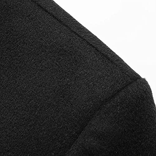 Men's Casual Wool Suit Blazer Two Button Tweed Lightweight Sport Coat Notched Lapel Slim Fit Daily Jacket Black #TOP4