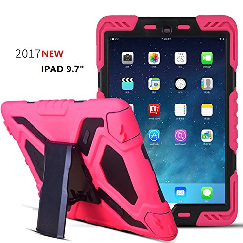 Funda para Nuevo iPad 9.7 pulgada 2018/2017, Bpowe Heavy Duty de silicona y doble capa a prueba de golpes polvo niños con función atril para Apple iPad 9.7 2017/2018 iPad 9.7 pulgadas