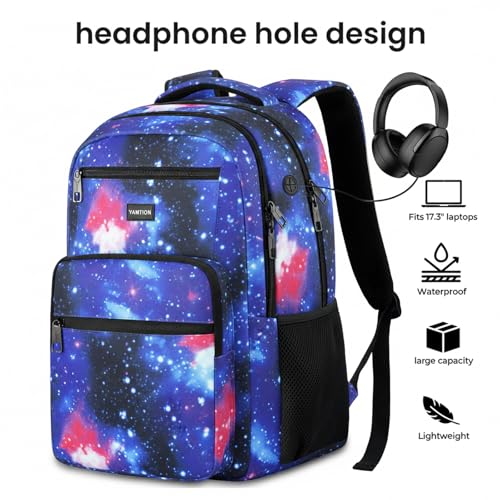 Image of YAMTION Laptop Backpack for Men, Black Backpack, School Backpack for Boys and Girls, Bookbag, Work Backpack (Starrysky, 15.6 inch)