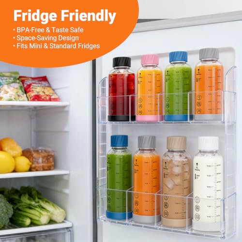 Image of Luxfuel 12 oz Glass Juice Bottles, 4 Pack Leakproof Borosilicate Glass Bottles with Measurement Marks & Stainless Steel Lids for Juicing, Smoothies - Ideal for Office Workers & Healthy Home Juicing