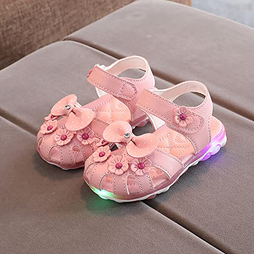 Kids Sandals Girls Sandals Princess Shoes Dancing Shoes Shoes Crystal Bowknot Infant Kids Girls Flowers Shoes Girls (Pink, 6.5 Toddler)4