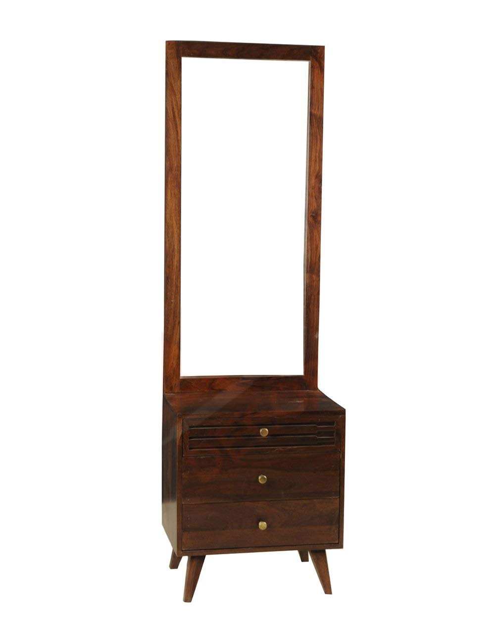 Mamta Decoration Sheesham Wood Dressing Table with Mirror and 3 Drawer Cabinet - Brown-picture-12