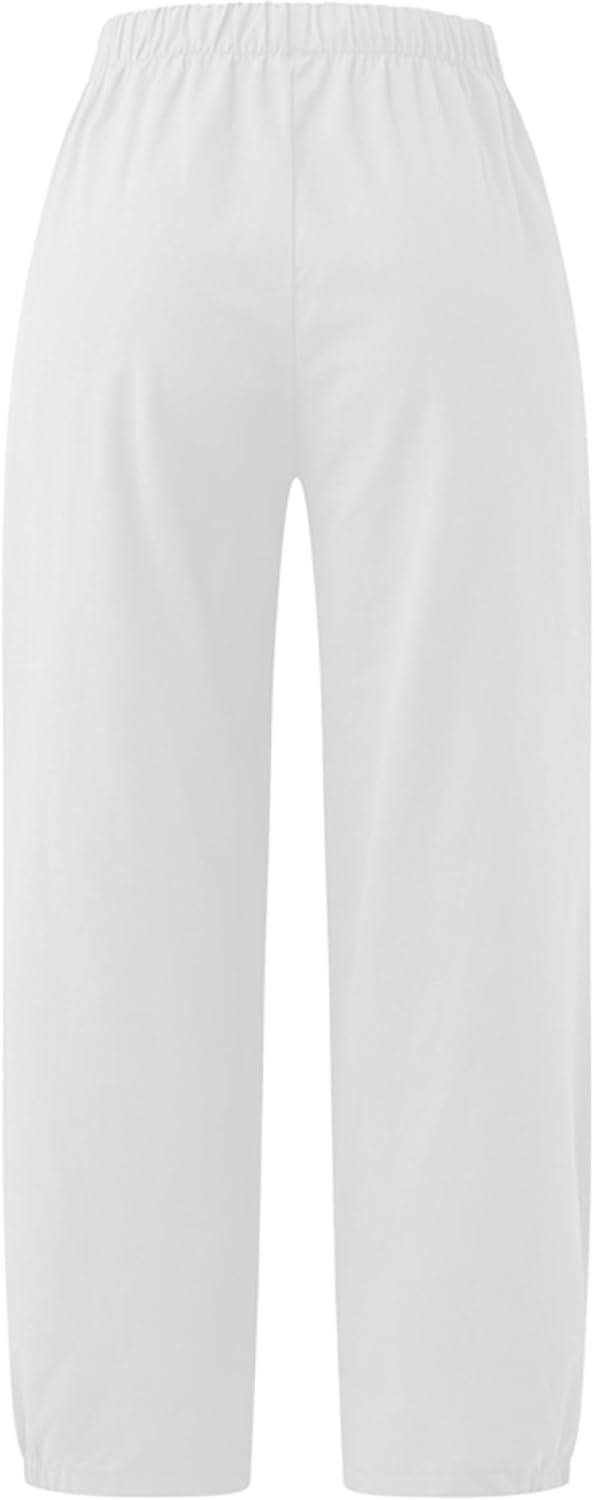 Bozanly Summer Capri Pants for Women Casual Elastic Waist Cotton Linen Comfy Yoga Crop Pants Trousers 2026 - Image 5