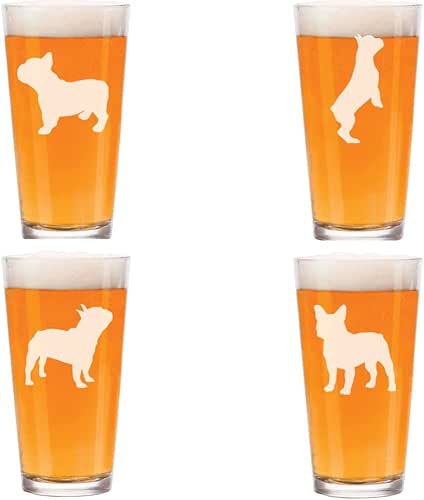 MIP 16 oz Beer Pint Glass Frenchie French Bulldog Collection