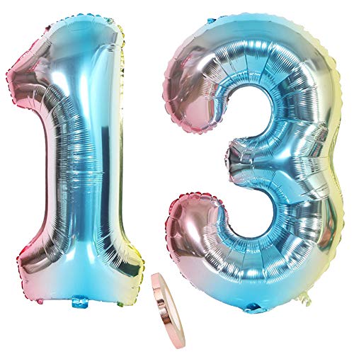 globos numeros 13, globo número 13 arcoíris arco iris niña niño infantil,32