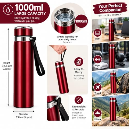 Image of 1000ml Vacuum Insulated Water Bottle,Stainless Steel Flask