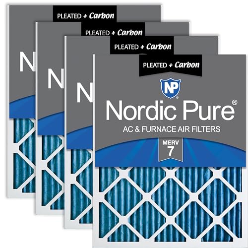 Nordic Pure 16x20x1 Pleated MERV 7 Plus Carbon Air Filters 4 Pack