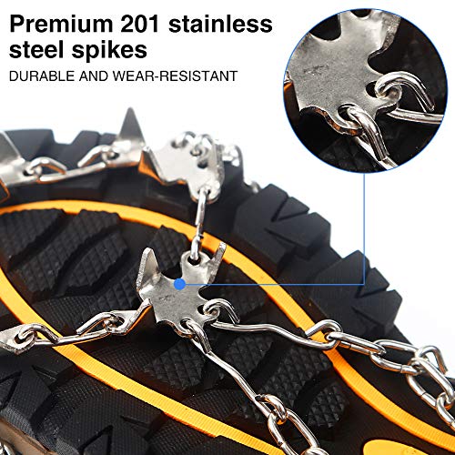 Mounchain Crampons, 19 Stainless Steel Spikes Traction Cleats, Ice & Snow Grips for Safe Outdoors, Such as Climbing, Hiking, Walking, Jogging (L) - Thumbnail 3