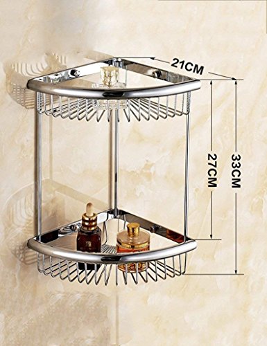 Porte-serviettes double couche et panier triangulaire en cuivre pour douche