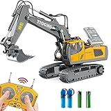 Dwi Dowellin Remote Control Excavator Toys for Boys,Construction Rc Excavators for Kids Age 4-7 8 9 10 Year Old,Ideal Toys,Batteries Included