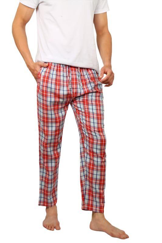 albatross Men's Cotton Blend Soft and Super Comfortable Checkered Pajamas-picture-34