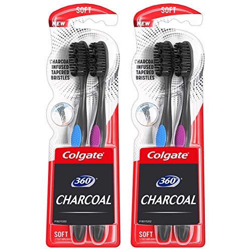 Colgate 360 Charcoal Toothbrush, Soft Bristles (4 Count)