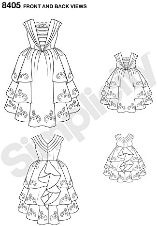 Amazon Com Simplicity 8405 Disney Beauty And The Beast Princess Belle Costume For Girls And 18 Dolls Sewing Pattern Sizes 3 8 Arts Crafts Sewing