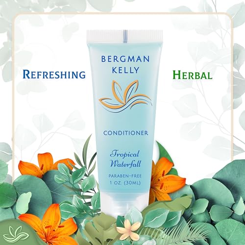 BERGMAN KELLY - Hotel Toiletries Bundle - Tropical Waterfall, 1 oz each, 125 Pieces - 5-Piece Set: 25 each Round Bar Soap, Shampoo, Conditioner, Body Lotion & Body Wash - Bulk Mini Guest Amenities - Thumbnail 4