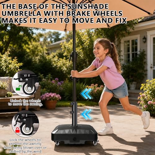 Pied de parasol de 45 l avec roulettes support de sol rempli d'eau - 8