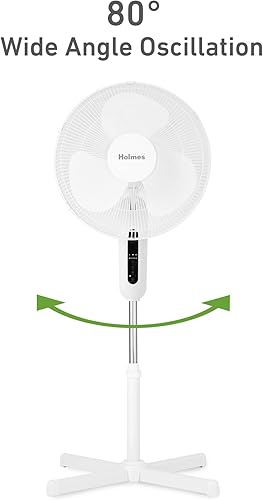Miniatura 4 de HOLMES Ventilador de pie digital de 16", oscilación de 80°, 3 velocidades, 3 modos, temporizador de 7.5 horas, altura ajustable, inclinación