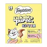 Temptations Puree Kitten Treats Lickable, Chicken and Salmon Variety Pack, 24 Pouches