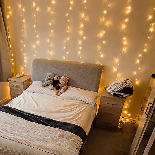 Ollny Curtain Lights For Bedroom Warm White 300 Led 9.8Ftx9.8Ft, Remote Usb Powered 8 Lighting Modes Timer Waterproof Hanging Lights Indoor Outdoor For Christmas Wedding Party Patio Decorations #TOP6