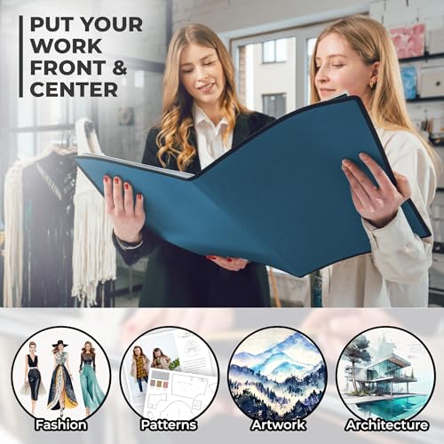 image for Dunwell 12x18 Art Portfolio Binder with Black Mounting Paper (Blue), L