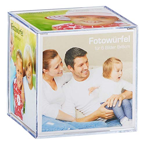 HAC24 Cubo de fotos acrílico para 6 fotos de 8 x 8 cm