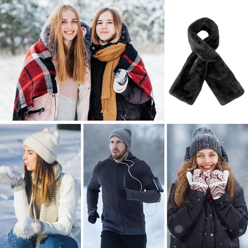 Bufanda de pelo sintético con bolsillo oculto antirrobo para invierno 5