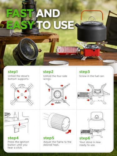 Image of Magnova Portable Cooking Gas Stove with Butane Gas Cylinder, Outdoor Camping Stove with Piezo Ignition, Emergency Use Stainless Steel Folding Gas Stove with Storage Box for BBQ, Trekking, Traveling