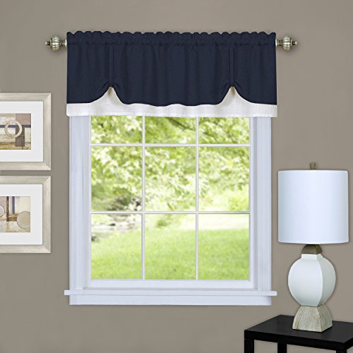 Achim Home Furnishings, Navy White DRVL14NW12 Darcy Window Curtain Valance, 58 x 14