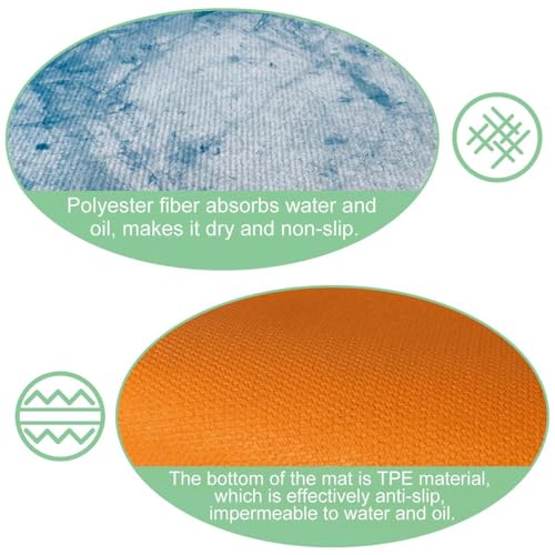 Alfombrillas de cocina azul ondulado VAPOKF con base antideslizante lavable para el hogar 5