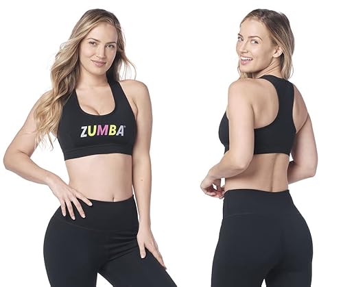 Zumba Women’s Made With Love Scoop Sports Bra, Athletic Workout Top For Women, Black, Medium #TOP3