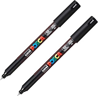 PC-1MR Paint Marker Art Pens - 0.7mm Nib - Black Ink - Pack of 2