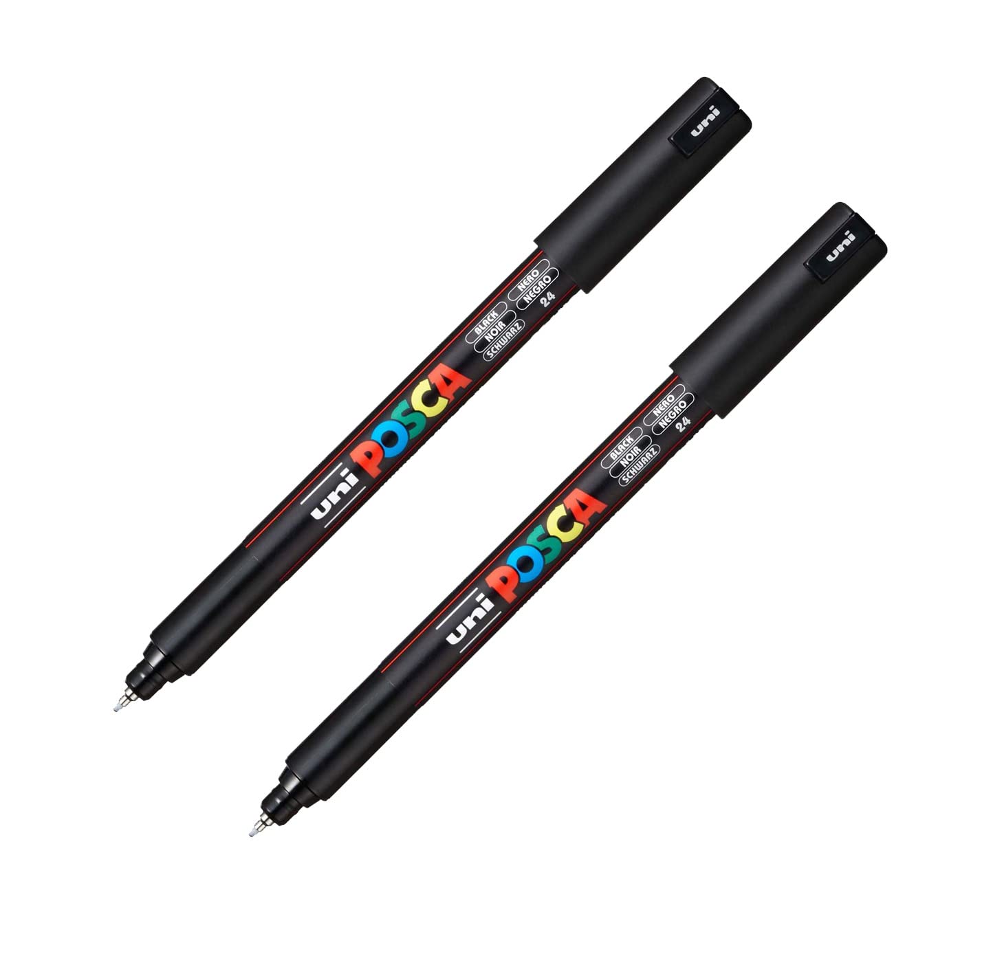 PC-1MR Paint Marker Art Pens - 0.7mm Nib - Black Ink - Pack of 2