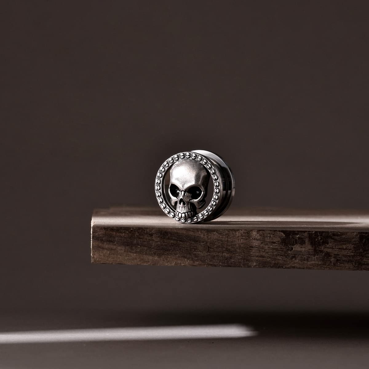 ERKUOO 2 dilatadores de oreja de calavera, dilatadores de rosca, túneles de oreja, túneles de carne, piercing, pendientes, dilatadores de 0 g-1 pulgada (8 mm-25 mm)