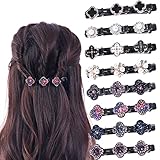 8Pcs Sparkling Crystal Stone Braided Hair Clips For Women, Duckbill Clip with 3 Small Hair Clips,3 Way Braided Hair Clip with Rhinestones For Women/Girls