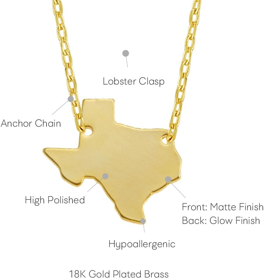 MUSTHAVE Texas 18K Gold Plated Necklace With Message Card, Yellow Gold Color, Anchor Chain, Best Gift Necklace, Size 16 inch + 2 inch Extender, Pendant, Gift Card - Image 3