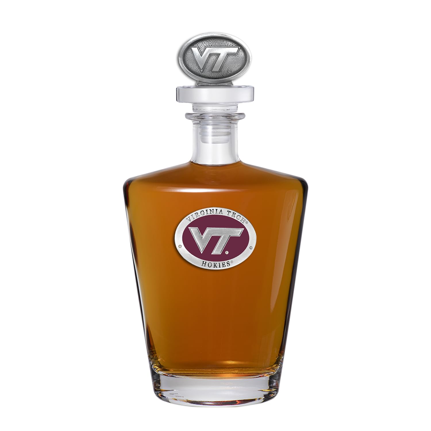 Heritage Pewter Virginia Tech University Royal Decanter with 3D Stopper | 30 OZ Liquor Pourer | Expertly Crafted Pewter Glass