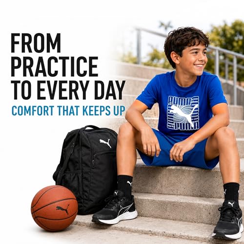 Image of PUMA Boys T-Shirts Athletic Crewneck Short Sleeve Tees (Sizes S-XL) | Soft Breathable Cotton Blend, Comfortable Casual Fit, Great for School, Play & Everyday Wear