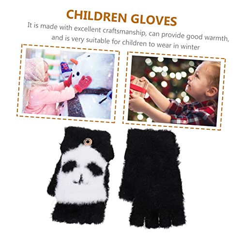 NOLITOY Half Finger Gloves Cartoon Boys and Girls Winter Gloves Flip-top Plush Warm for Christmas Winter Fun4