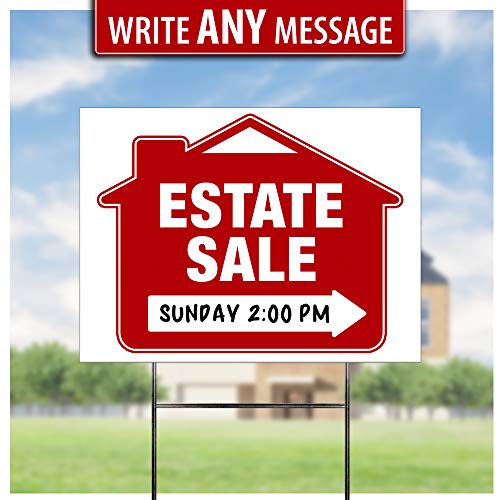 Estate Sale Signs (5 Pack) – Premium Large 24” X 18” Double-Sided Estate Sale Signs With Heavy Duty Stakes – Estate & Garage Sale Yard Sale Signs With Directional Arrows… #TOP3