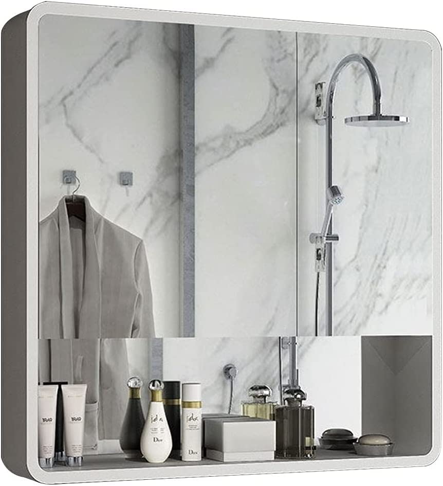 Badezimmer-Medizinschrank Mit Spiegel - Aluminium, 61x66 Cm, Verstellbare Regale, Oberflächen- Oder Einbau-Montage
