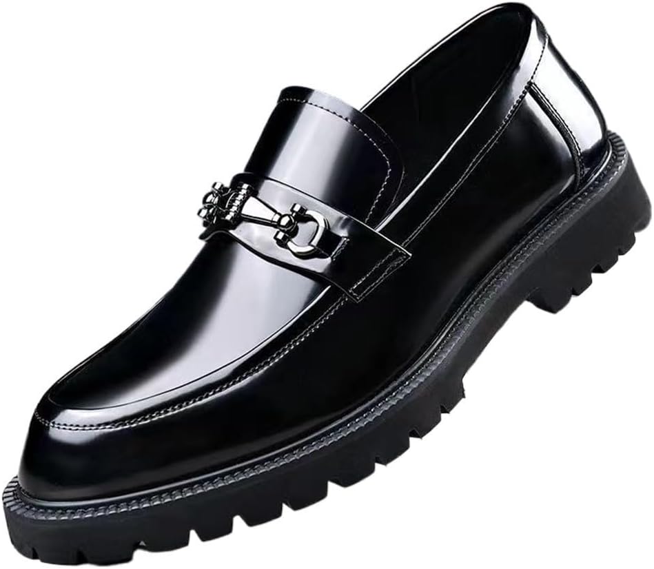 Mens Patent Leather Loafers - Chunky Lug Sole