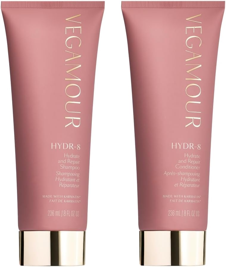 VEGAMOUR HYDR-8 Hydrate and Repair Shampoo and Conditioner Kit | ​​Cleanses and Strengthens Dry, Damaged Hair with Amino Acids and Karmatin™ | Clean, Vegan, Cruelty-Free, Clinically Proven, Color Safe