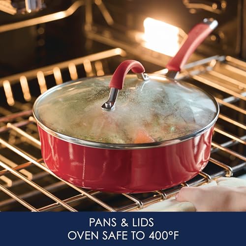 Image of Rachael Ray Cucina Nonstick Cookware /Pots and Pans Set, 10 Piece - Cranberry Red